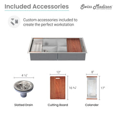 Swiss Madison Rivage 45 x 19 Dual Basin Undermount Kitchen Workstation Sink - SM-KU755 - The Home Selection