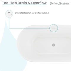 Swiss Madison Santorini 60" Freestanding Tub Glossy White - SM-FB591 - The Home Selection