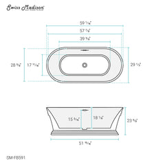 Swiss Madison Santorini 60" Freestanding Tub Glossy White - SM-FB591 - The Home Selection