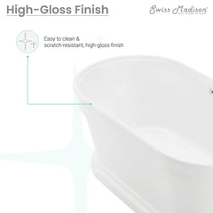 Swiss Madison Santorini 60" Freestanding Tub Glossy White - SM-FB591 - The Home Selection