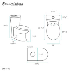 Swiss Madison Santorini One-Piece Elongated Toilet Dual-Flush 1.1/1.6 gpf - SM-1T190 - The Home Selection