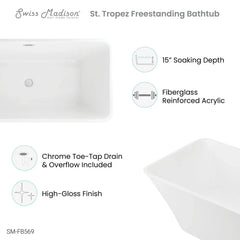 Swiss Madison St. Tropez 60" Freestanding Bathtub - SM-FB569 - The Home Selection