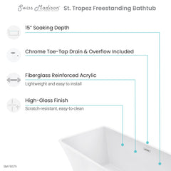 Swiss Madison St. Tropez 67" Freestanding Bathtub - SM-FB579 - The Home Selection