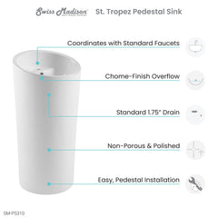 Swiss Madison St. Tropez Circular One-Piece Pedestal Sink - SM-PS310 - The Home Selection