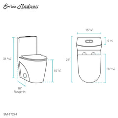 Swiss Madison St. Tropez One-Piece Elongated Toilet, 10" Rough-In 1.1/1.6 gpf - SM-1T274 - The Home Selection