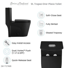 Swiss Madison St. Tropez One-Piece Elongated Toilet, 10" Rough-In 1.1/1.6 gpf - SM-1T274 - The Home Selection