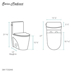 Swiss Madison St. Tropez One Piece Elongated Toilet Side Flush 1.28 gpf, Black Hardware - SM-1T253HB - The Home Selection