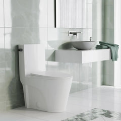 Swiss Madison St. Tropez One Piece Elongated Toilet Side Flush 1.28 gpf, Black Hardware - SM-1T253HB - The Home Selection