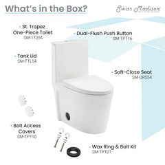 Swiss Madison St. Tropez One-Piece Elongated Toilet Vortex™ Dual-Flush 1.1/1.6 gpf - SM-1T254 - The Home Selection