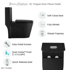 Swiss Madison St. Tropez One-Piece Elongated Toilet Vortex™ Dual-Flush 1.1/1.6 gpf - SM-1T254 - The Home Selection