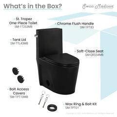 Swiss Madison St. Tropez One-Piece Elongated Toilet Vortex™ Side Flush 1.28 gpf in Matte Black - SM-1T253MB - The Home Selection