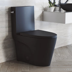 Swiss Madison St. Tropez One-Piece Elongated Toilet Vortex™ Side Flush 1.28 gpf in Matte Black - SM-1T253MB - The Home Selection