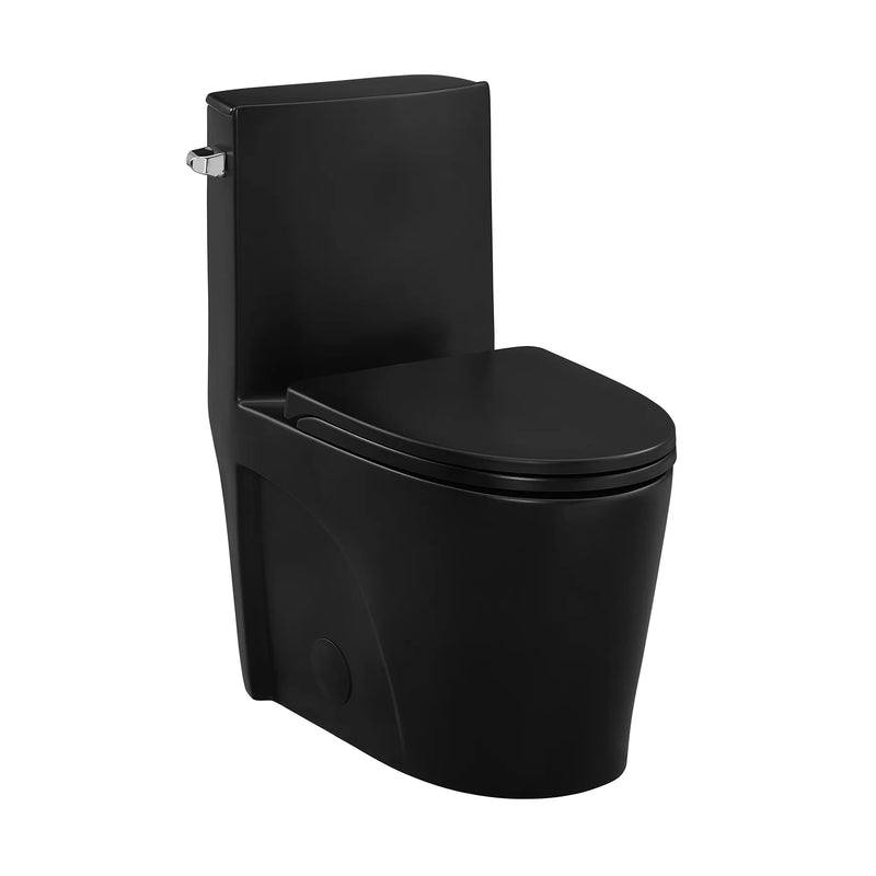 Swiss Madison St. Tropez One-Piece Elongated Toilet Vortex™ Side Flush 1.28 gpf in Matte Black - SM-1T253MB - The Home Selection