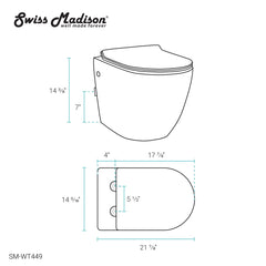 Swiss Madison St. Tropez Wall-Hung Elongated Toilet Bowl - SM-WT449 - The Home Selection
