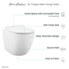 Swiss Madison St. Tropez Wall-Hung Elongated Toilet Bowl - SM-WT449 - The Home Selection