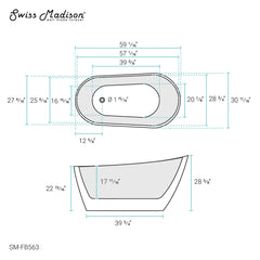 Swiss Madison Sublime 60" Single Slipper Freestanding Bathtub - SM-FB563 - The Home Selection