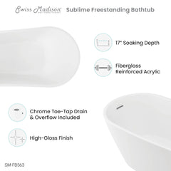 Swiss Madison Sublime 60" Single Slipper Freestanding Bathtub - SM-FB563 - The Home Selection