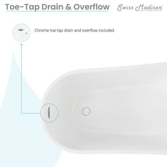 Swiss Madison Sublime 60" Single Slipper Freestanding Bathtub - SM-FB563 - The Home Selection