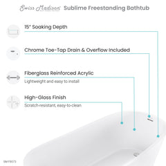 Swiss Madison Sublime 67" Single Slipper Freestanding Bathtub - SM-FB573 - The Home Selection