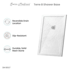 Swiss Madison Terre B Series 48" x 32" Reversible Drain Shower Base - SM-SB557 - The Home Selection