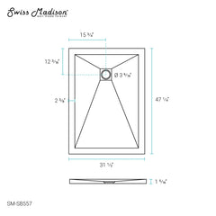 Swiss Madison Terre B Series 48" x 32" Reversible Drain Shower Base - SM-SB557 - The Home Selection