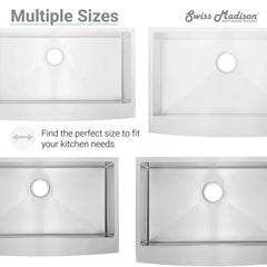 Swiss Madison Tourner 30" x 21" Stainless Steel, Single Basin, Farmhouse Kitchen Sink with Apron - SM-KS760 - The Home Selection