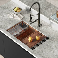 Swiss Madison Tourner 32" x 19" Stainless Steel, Single Basin, Undermount Kitchen Workstation Sink - SM-KU801 - The Home Selection