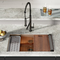 Swiss Madison Tourner 32" x 19" Stainless Steel, Single Basin, Undermount Kitchen Workstation Sink - SM-KU801 - The Home Selection