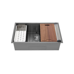 Swiss Madison Tourner 32" x 19" Stainless Steel, Single Basin, Undermount Kitchen Workstation Sink - SM-KU801 - The Home Selection