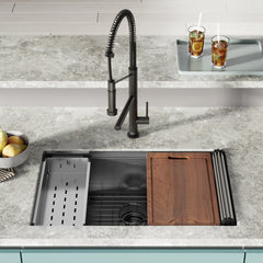 Swiss Madison Tourner 32" x 19" Stainless Steel, Single Basin, Undermount Kitchen Workstation Sink - SM-KU801 - The Home Selection