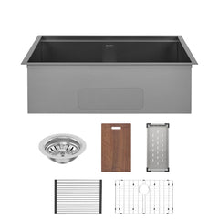 Swiss Madison Tourner 32" x 19" Stainless Steel, Single Basin, Undermount Kitchen Workstation Sink - SM-KU801 - The Home Selection