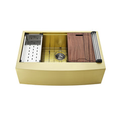 Swiss Madison Tourner 33" x 22" Stainless Steel, Single Basin, Farmhouse Kitchen Workstation Sink with Apron - SM-KS28 - The Home Selection