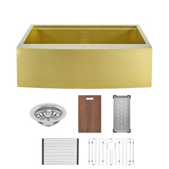 Swiss Madison Tourner 33" x 22" Stainless Steel, Single Basin, Farmhouse Kitchen Workstation Sink with Apron - SM-KS28 - The Home Selection