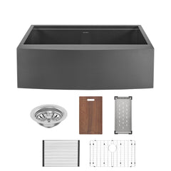 Swiss Madison Tourner 33" x 22" Stainless Steel, Single Basin, Farmhouse Kitchen Workstation Sink with Apron - SM-KS28 - The Home Selection