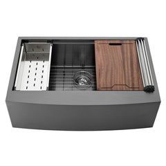 Swiss Madison Tourner 33" x 22" Stainless Steel, Single Basin, Farmhouse Kitchen Workstation Sink with Apron - SM-KS28 - The Home Selection