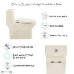Swiss Madison Virage One-Piece Elongated Toilet Vortex™ Dual-Flush 1.1/1.6 gpf - SM-1T118 - The Home Selection