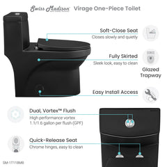 Swiss Madison Virage One-Piece Elongated Toilet Vortex™ Dual-Flush 1.1/1.6 gpf - SM-1T118 - The Home Selection