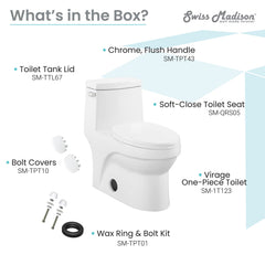 Swiss Madison Virage One-Piece Elongated Toilet Vortex™ Side Flush 1.28 gpf - SM-1T123 - The Home Selection