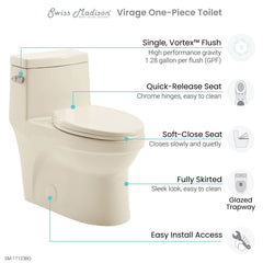 Swiss Madison Virage One-Piece Elongated Toilet Vortex™ Side Flush 1.28 gpf - SM-1T123 - The Home Selection