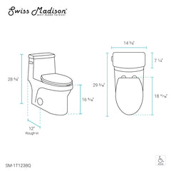 Swiss Madison Virage One-Piece Elongated Toilet Vortex™ Side Flush 1.28 gpf - SM-1T123 - The Home Selection