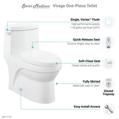 Swiss Madison Virage One-Piece Elongated Toilet Vortex™ Side Flush 1.28 gpf - SM-1T123 - The Home Selection