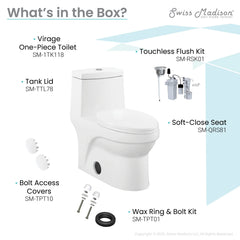 Swiss Madison ﻿﻿﻿Virage One Piece Elongated ﻿Toilet with Touchless Retrofit Dual Flush 1.1/1.6 gpf - SM-1TK118 - The Home Selection