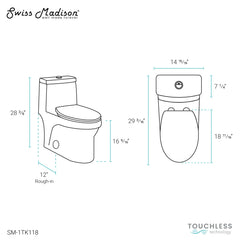 Swiss Madison ﻿﻿﻿Virage One Piece Elongated ﻿Toilet with Touchless Retrofit Dual Flush 1.1/1.6 gpf - SM-1TK118 - The Home Selection
