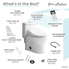 Swiss Madison Virage One-Piece Toilet with Vivante Smart Seat Bidet 1.1/1.6 gpf - SM-ST018 - The Home Selection