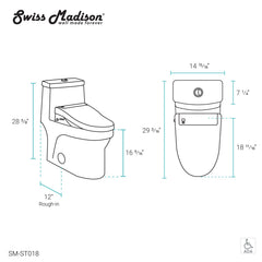Swiss Madison Virage One-Piece Toilet with Vivante Smart Seat Bidet 1.1/1.6 gpf - SM-ST018 - The Home Selection