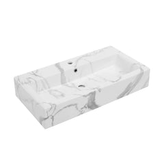 Swiss Madison Voltaire 32" Wide Rectangle Vessel Sink in White Marble - SM-VSM292W1 - The Home Selection