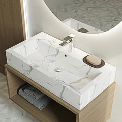 Swiss Madison Voltaire 32" Wide Rectangle Vessel Sink in White Marble - SM-VSM292W1 - The Home Selection