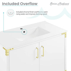 Swiss Madison Voltaire 36" Single, Bathroom Vanity in White with Gold Hardware - SM-BV320 - The Home Selection