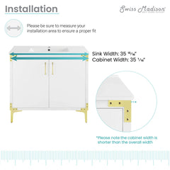 Swiss Madison Voltaire 36" Single, Bathroom Vanity in White with Gold Hardware - SM-BV320 - The Home Selection