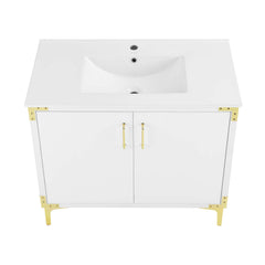 Swiss Madison Voltaire 36" Single, Bathroom Vanity in White with Gold Hardware - SM-BV320 - The Home Selection